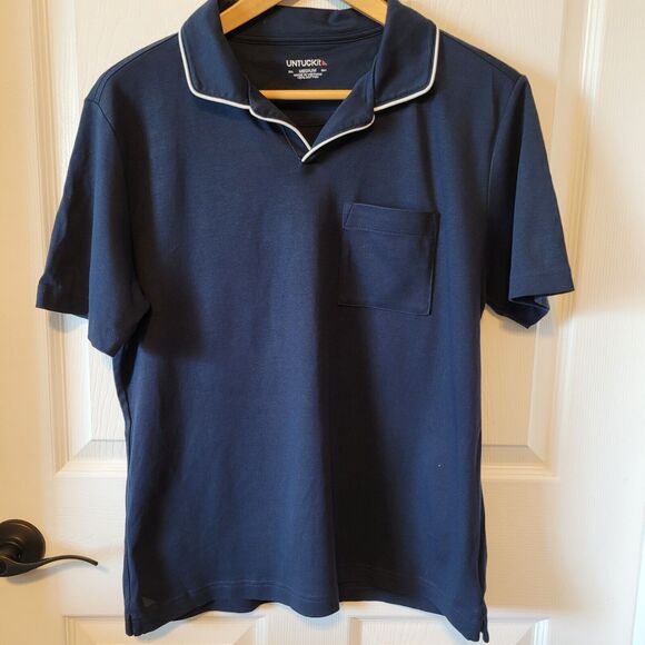 UNTUCKit Other - Untuckit Polo Shirt Mens Medium Altavia Johnny Collar Navy Short Sleeve Golf